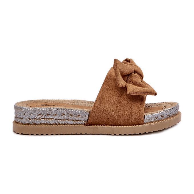 Women's Camel Aflia Platform Flip-Flops With Bow brown