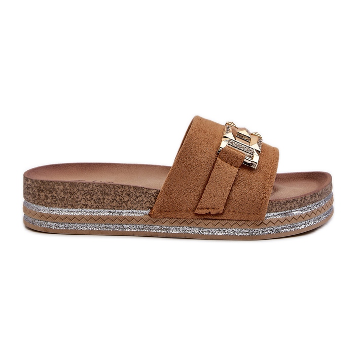 FK1 Women's Platform Flip-Flops With Camel Vapireta Decoration brown