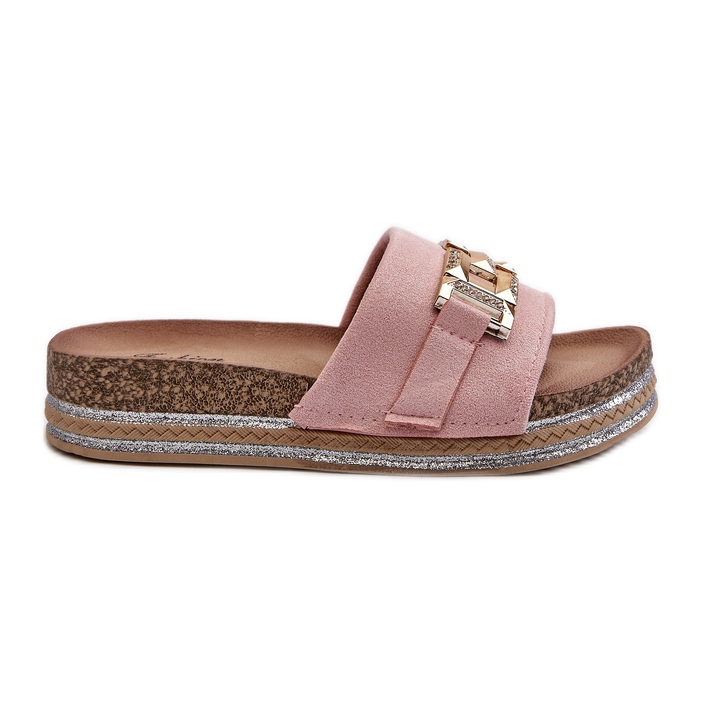 Women's Platform Flip-Flops With Decoration, Pink Vapireta