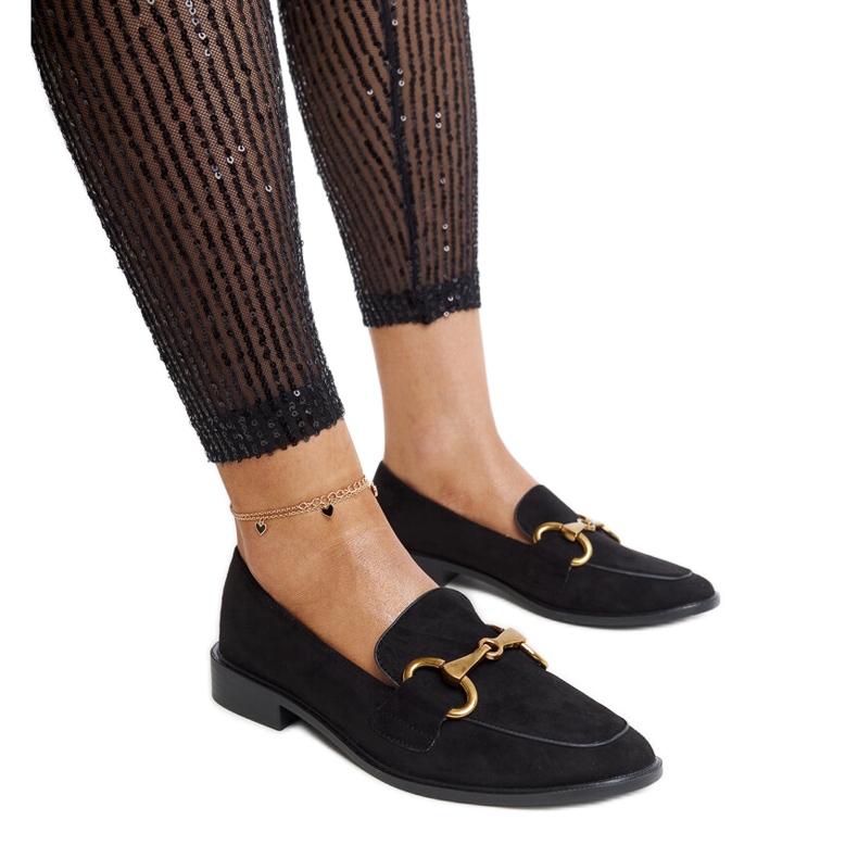 Black Gibarti buckle moccasins