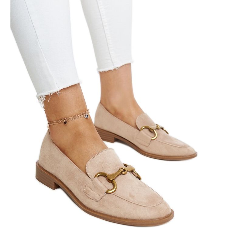 Beige moccasins with a Gibarti buckle
