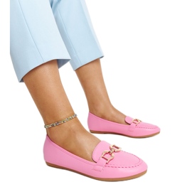 Dark pink moccasins with a Najla buckle