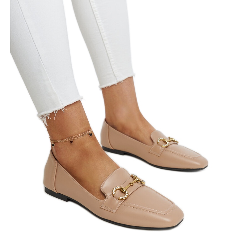 Beige moccasins with Areebah buckle Beige moccasins with Areebah buckle