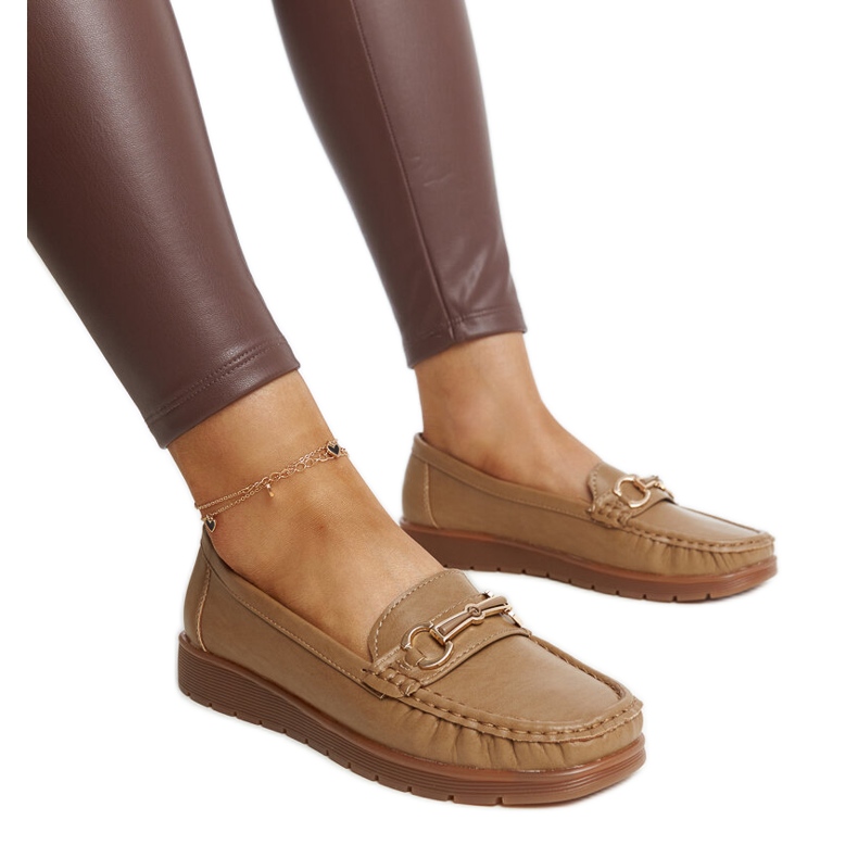 Dark beige loafers with a buckle from Anisah Dark beige loafers with a buckle from Anisah