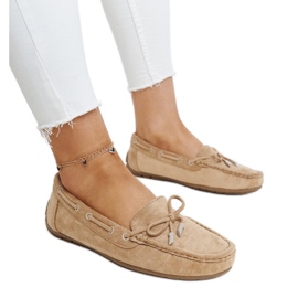 Hayam brown moccasins with a bow