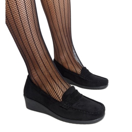 Sakena black suede wedge loafers