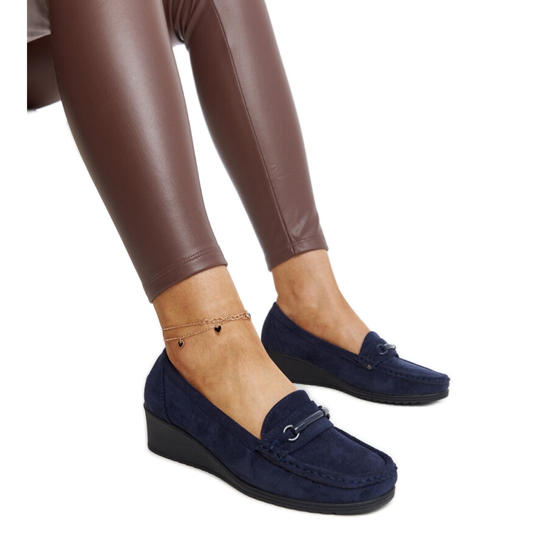 Amel's navy blue wedge loafers