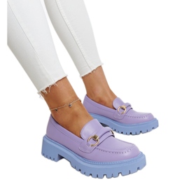 Purple loafers with a Lasima buckle