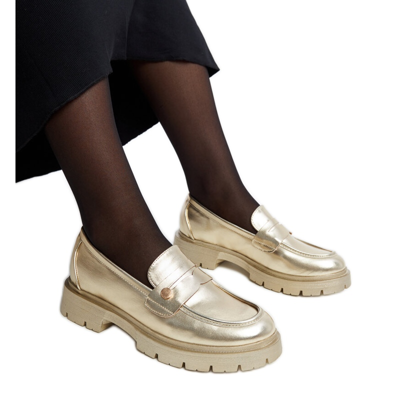Gold Eco leather moccasins Mladenka golden