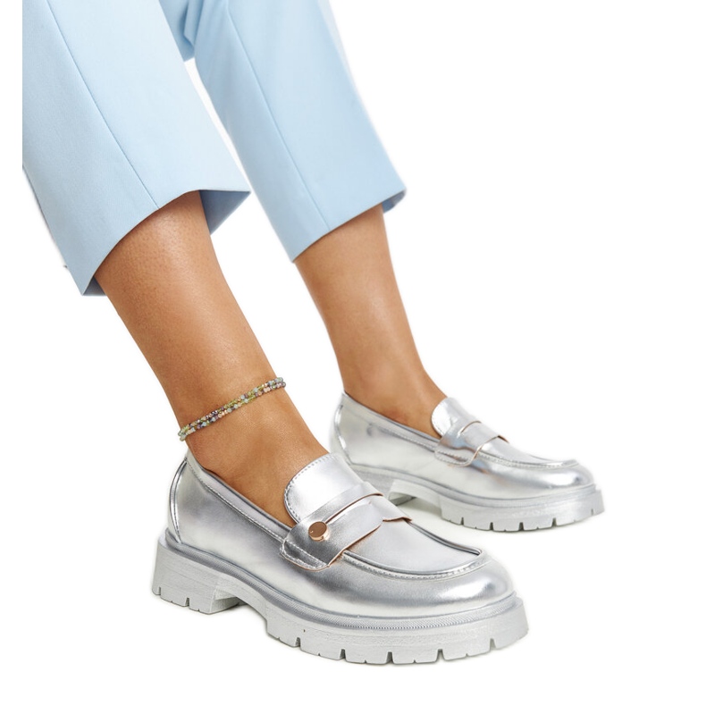 Silver eco leather moccasins Mladenka Silver eco leather moccasins Mladenka