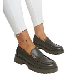 Dark green Eco leather moccasins Mladenka