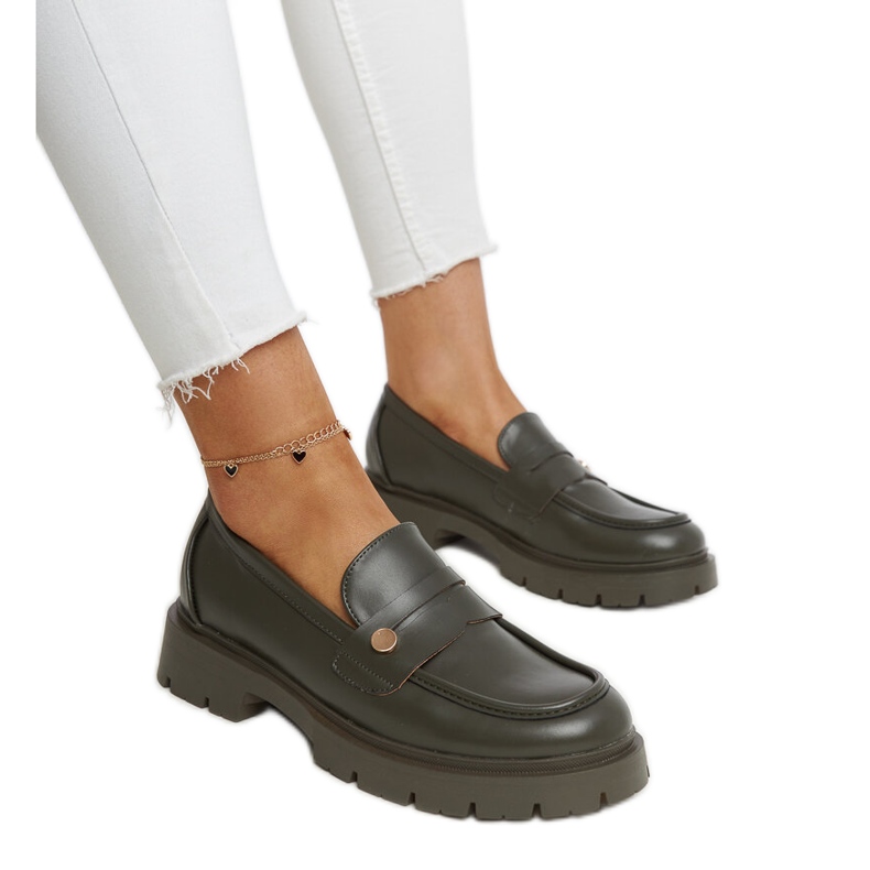 Dark green Eco leather moccasins Mladenka Dark green Eco leather moccasins Mladenka