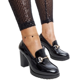 Giacoma black patent heel pumps