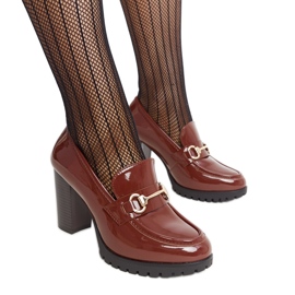 Brown patent heel pumps by Giacoma