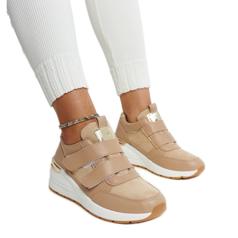 Brown wedge sneakers with Velcro fastening from Orly