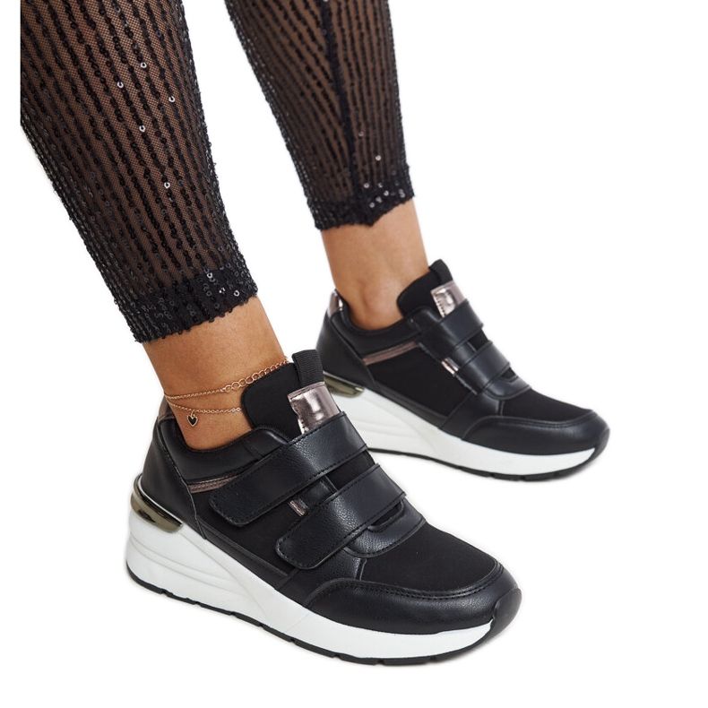 Black wedge sneakers with Velcro fastening from Orly Black wedge sneakers with Velcro fastening from Orly
