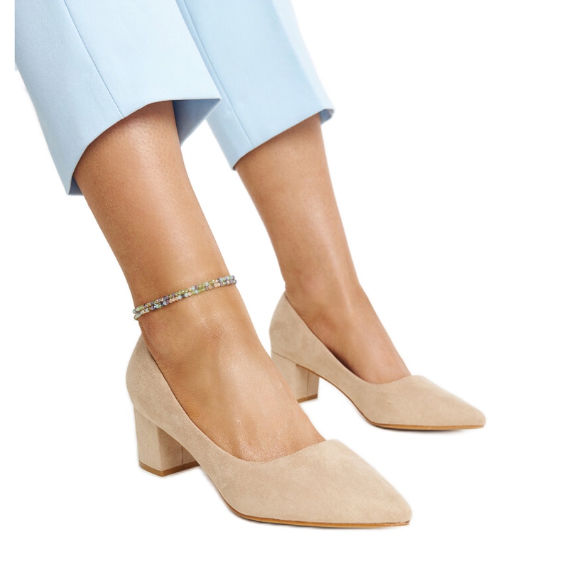 Beige high-heeled Araxi pumps
