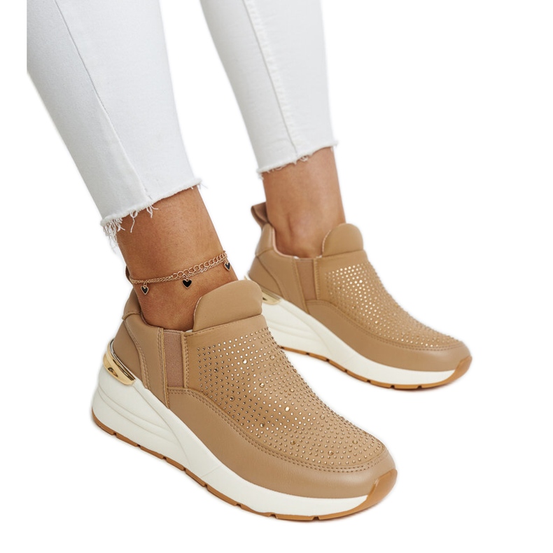 Ashleey brown wedge sneakers with rhinestones Ashleey brown wedge sneakers with rhinestones