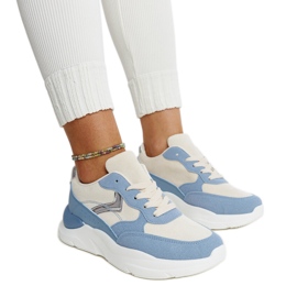 Beige and blue sneakers on the Nereida platform Beige and blue sneakers on the Nereida platform