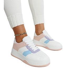 White and pink sneakers with a thicker Rafida sole