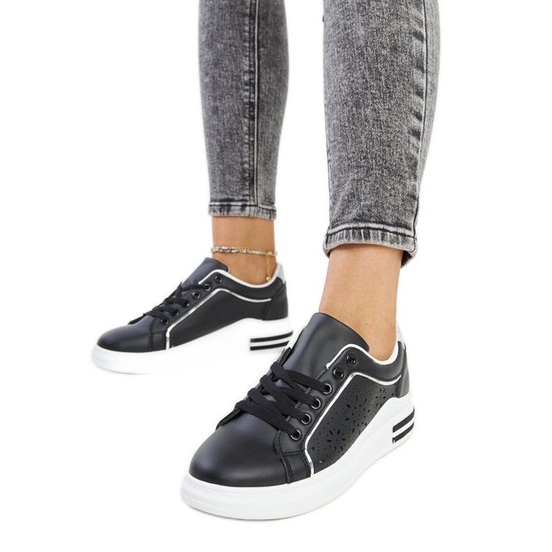 Black openwork sneakers with Zorka glitter Black openwork sneakers with Zorka glitter