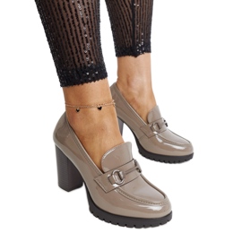 Gray patent heel pumps by Giacoma grey