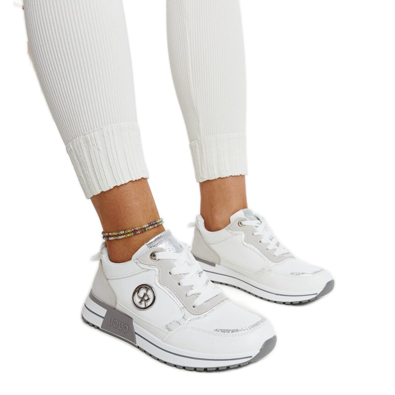 White and gray platform sneakers by Sinika White and gray platform sneakers by Sinika