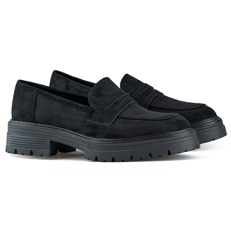 Women's black suede loafers, black loafers