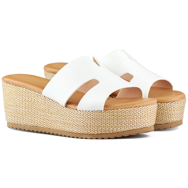 White women's wedge sandals