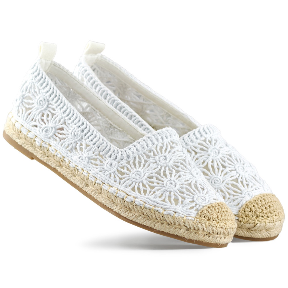 Women s white lace espadrilles