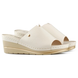 Beige comfortable women's wedge sandals