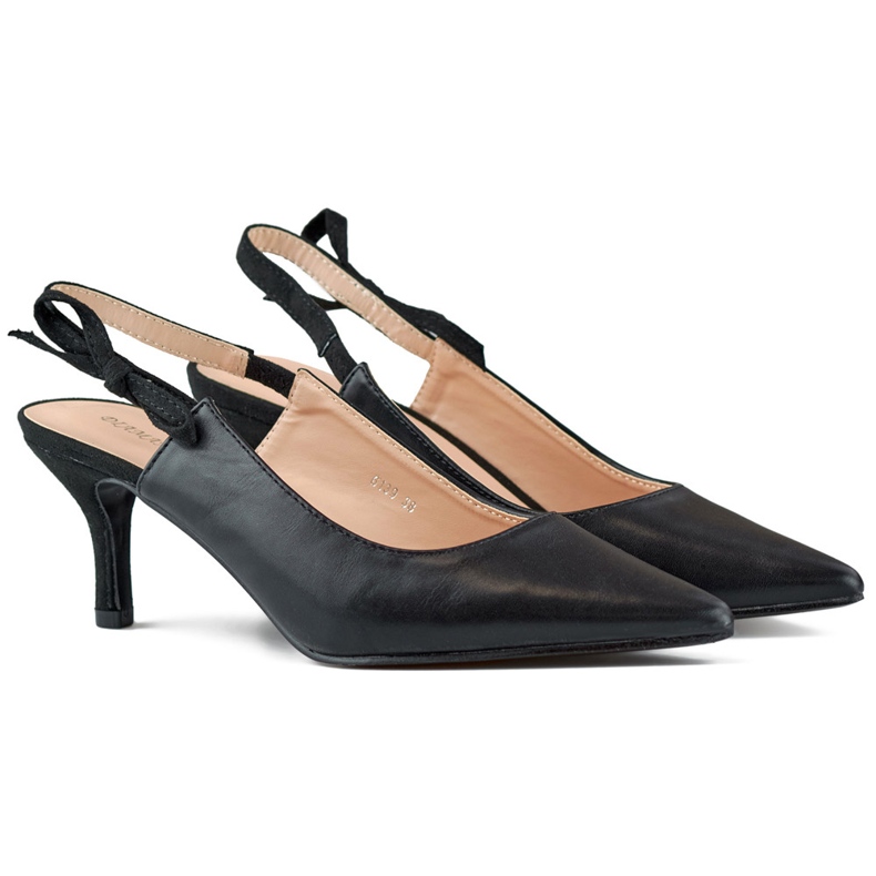 Elegant black high heels with an open heel