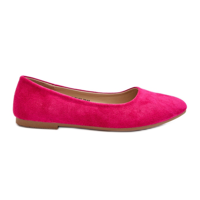 Women's suede ballerinas Fuchsia Kommia pink