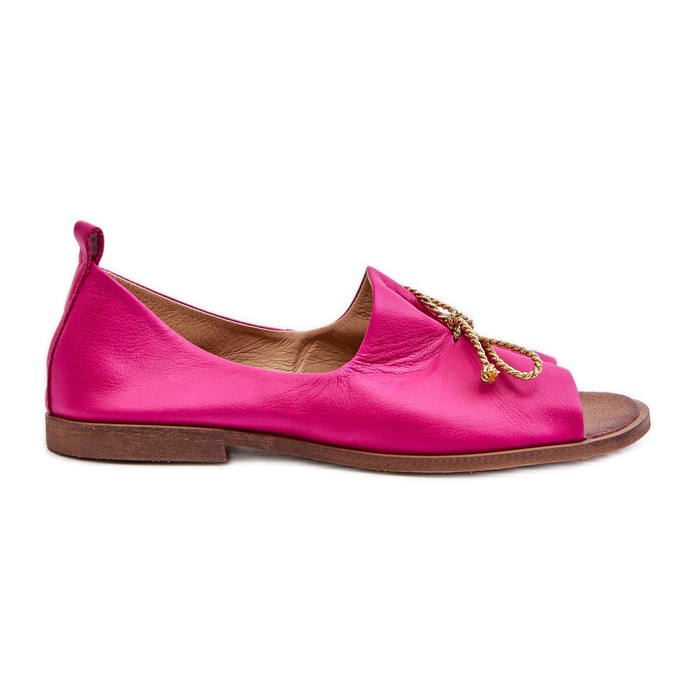 Zazoo 2660 Women's Leather Ballerina Shoes Fuchsia pink