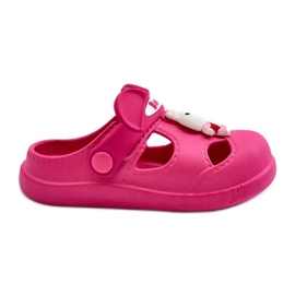 Children's foam slippers with a fuchsia ople decoration pink