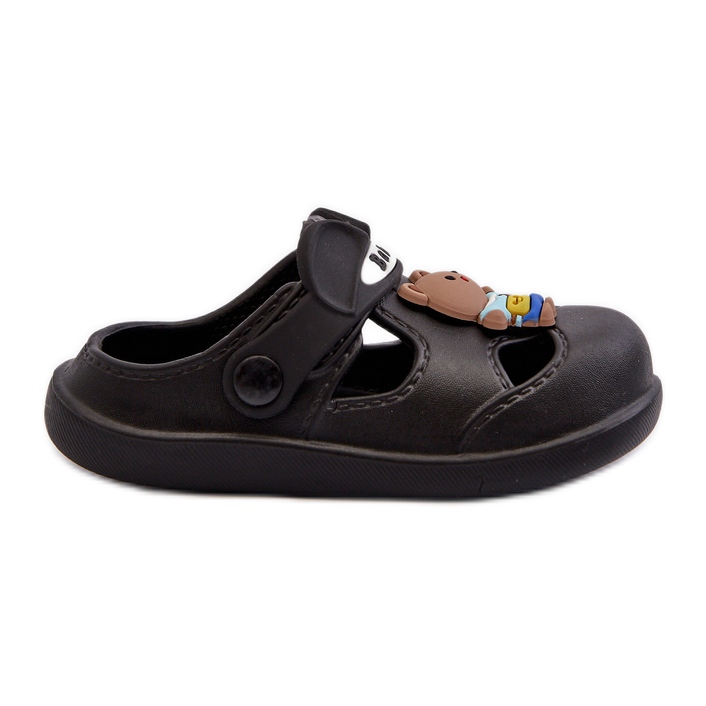 Children's foam flip-flops with decoration, black opleia Children's foam flip-flops with decoration, black opleia