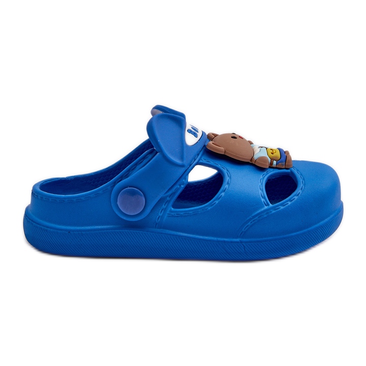 Children's foam slippers with a decoration, blue opleia
