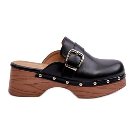 Women's Black Seprilla Clogs With Buckle