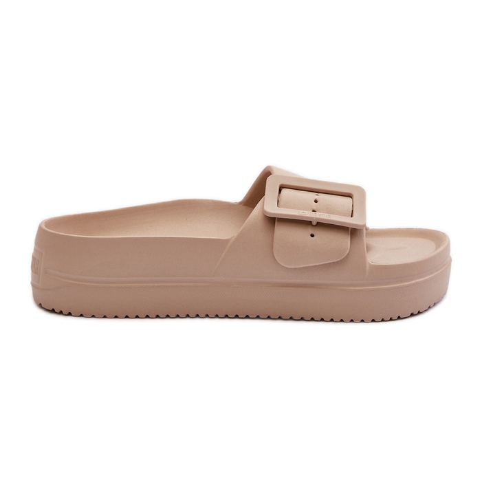 Women's Foam Flip-Flops on the Platform With a Buckle Big Star NN274A666 Beige