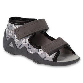 Befado children's slippers with leather insert 350P047 gray grey
