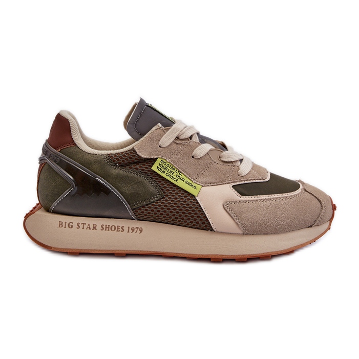 Sports Shoes Men's Sneakers Memory Foam System Big Star NN174345 Khaki green