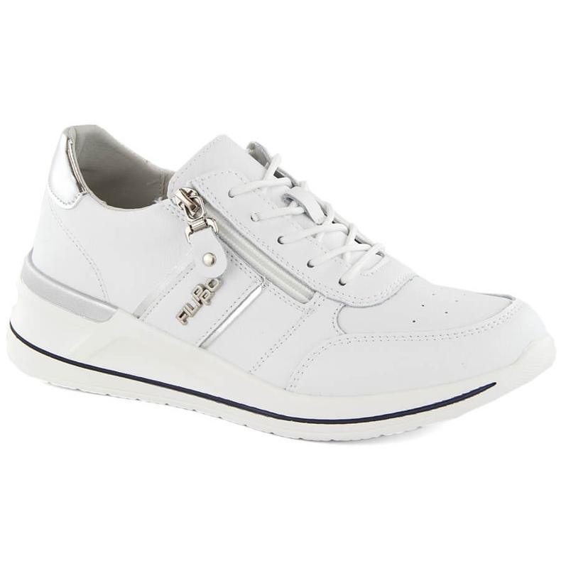 Women's leather wedge sports shoes, white Filippo DP6083 Women's leather wedge sports shoes, white Filippo DP6083