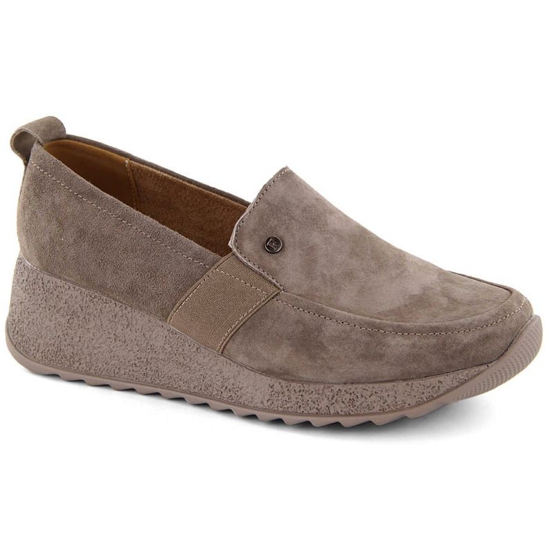 Leather suede shoes women's taupe wedge moccasins Filippo DP6139 brown Leather suede shoes women's taupe wedge moccasins Filippo DP6139 brown