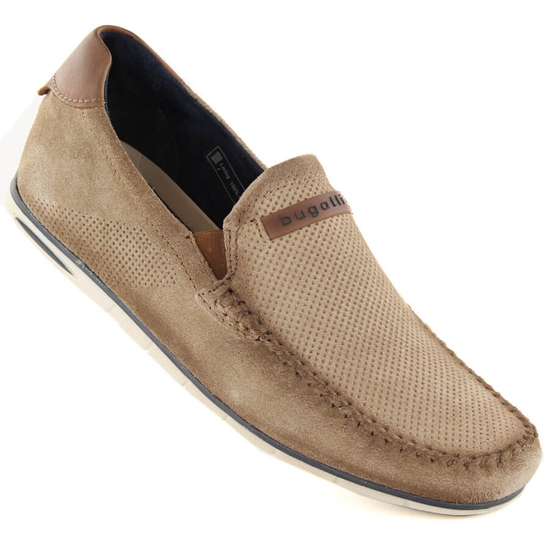 Leather suede shoes men's comfortable moccasins beige Bugatti NN153433 Leather suede shoes men's comfortable moccasins beige Bugatti NN153433