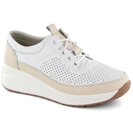 Leather sports shoes for women, wedge sneakers, white Artiker 54C1742