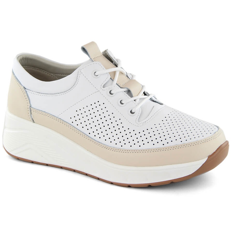 Leather sports shoes for women, wedge sneakers, white Artiker 54C1742