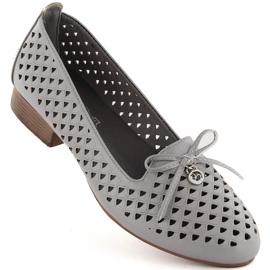 Women's openwork low-heeled shoes, gray Jezzi ASA178-5 grey Women's openwork low-heeled shoes, gray Jezzi ASA178-5 grey