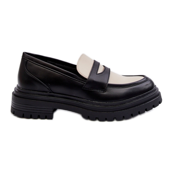 Women's Moccasins With Flat Heels and Platform Black Kaldira