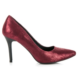 Vinceza Shiny burgundy heels red