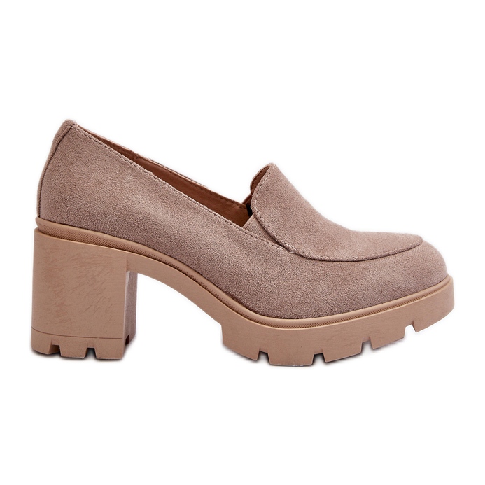 Women's Eco Suede Shoes with High Heels and Platform, Beige Arablosa